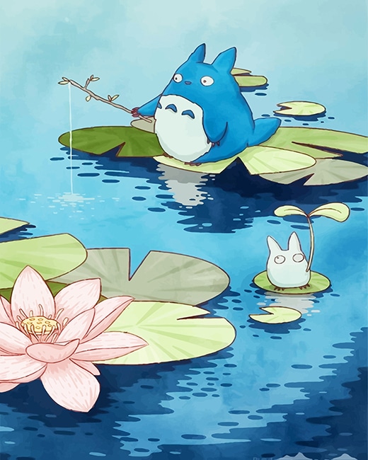 

Chibi Totoro Fishing – Paint By Numbers - 40*50CM, 501 Original