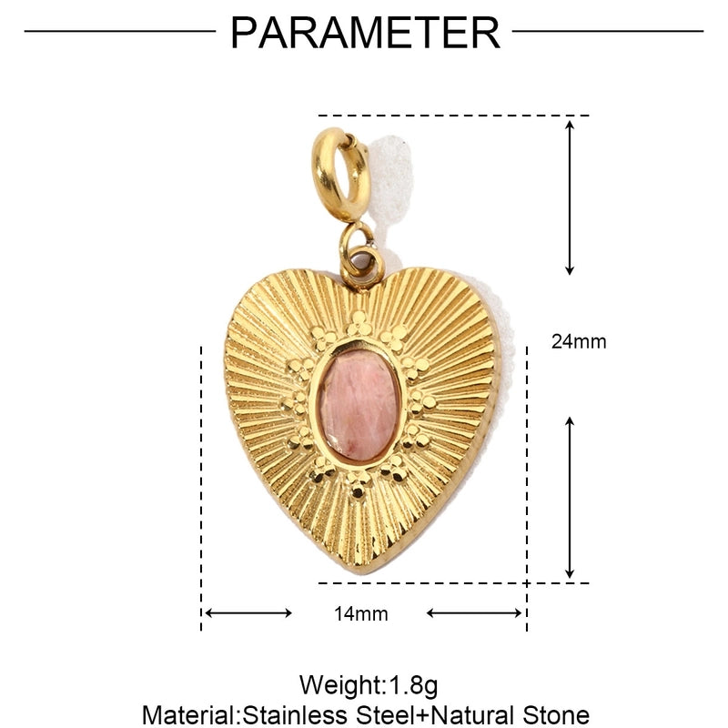 3 PCS/Package 15 * 33mm Titanium Steel Natural Stone Heart Shape Eye Pendant Jewelry Accessories