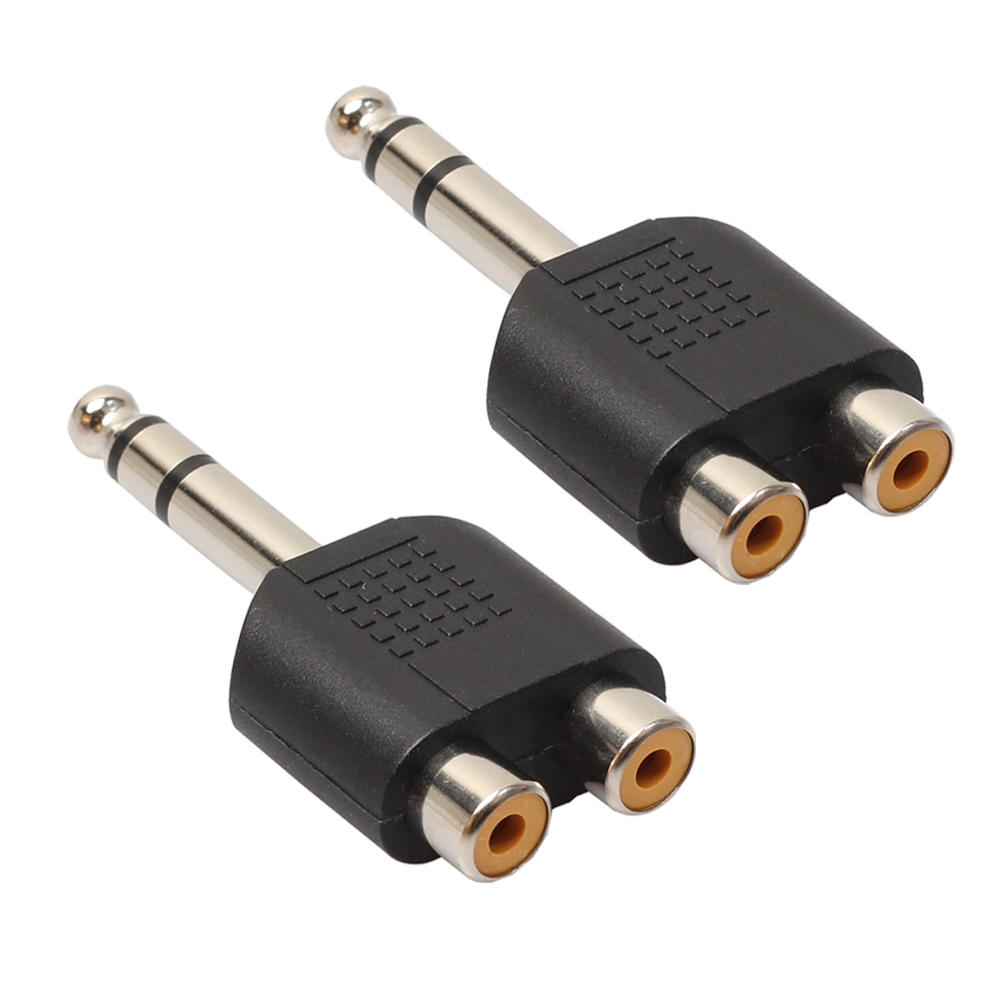 

2Pcs 6.35mm 1/4Inch Stereo Plug to 2 RCA Female Jacks Splitter Audio Converter, 501 Original