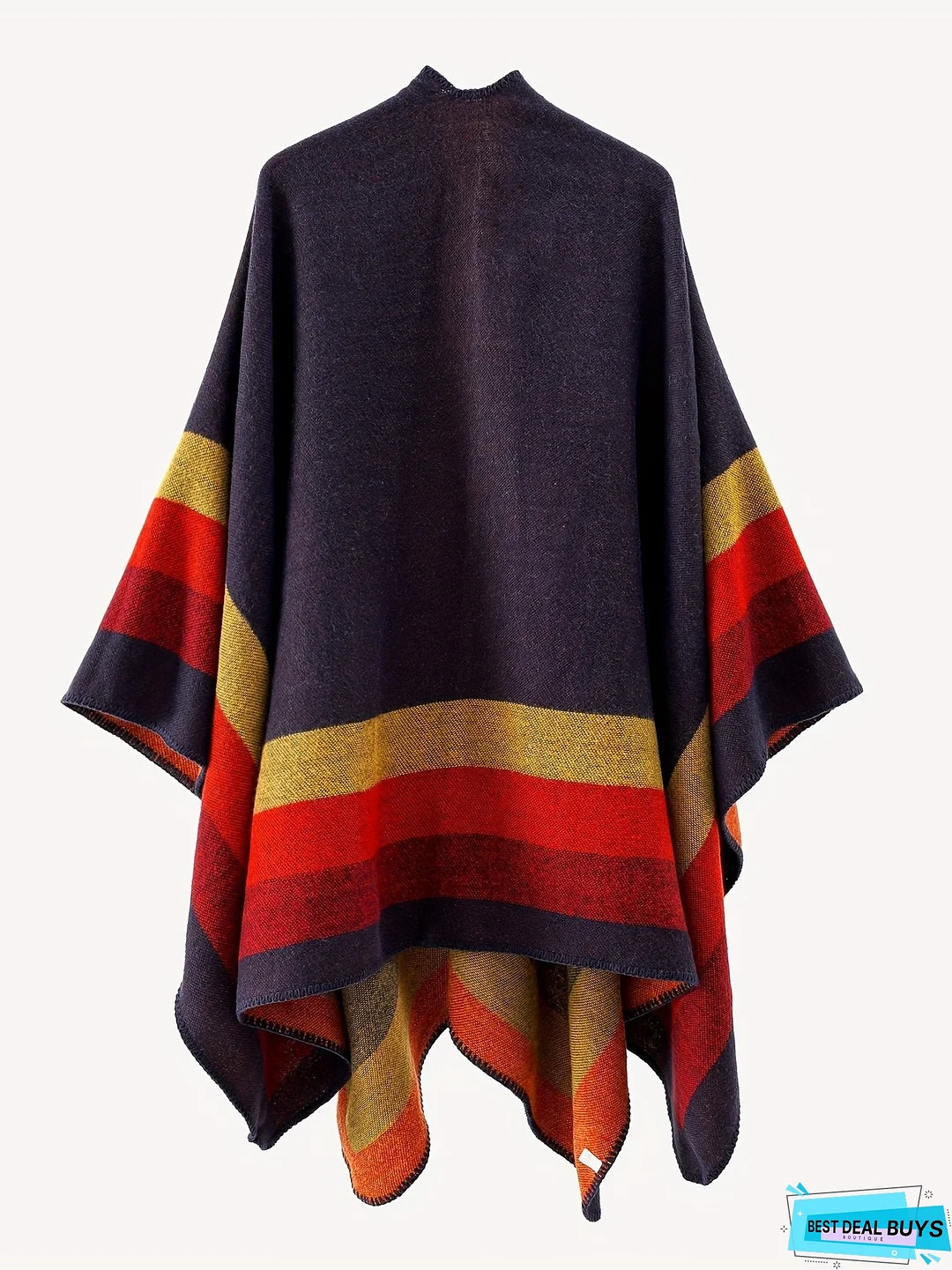 Striped Pattern Shawl Tunics, Vintage Open Front Tunic Tops, Women's Clothing