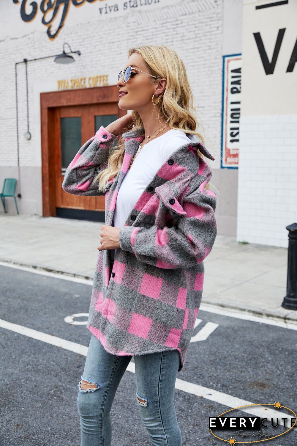 Collar Button Down Thick Shacket Jacket