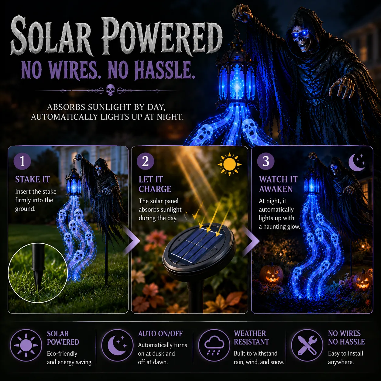 Solar powered Halloween Soul Harvester installation