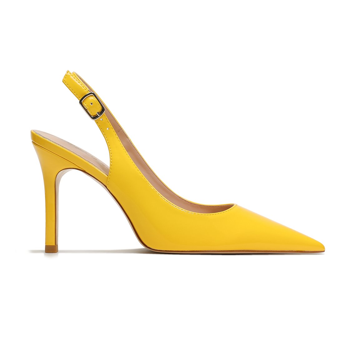 90mm Mid Heels for Women Slingback Pumps Sandals Pointed Toe Pumps -MERUMOTE