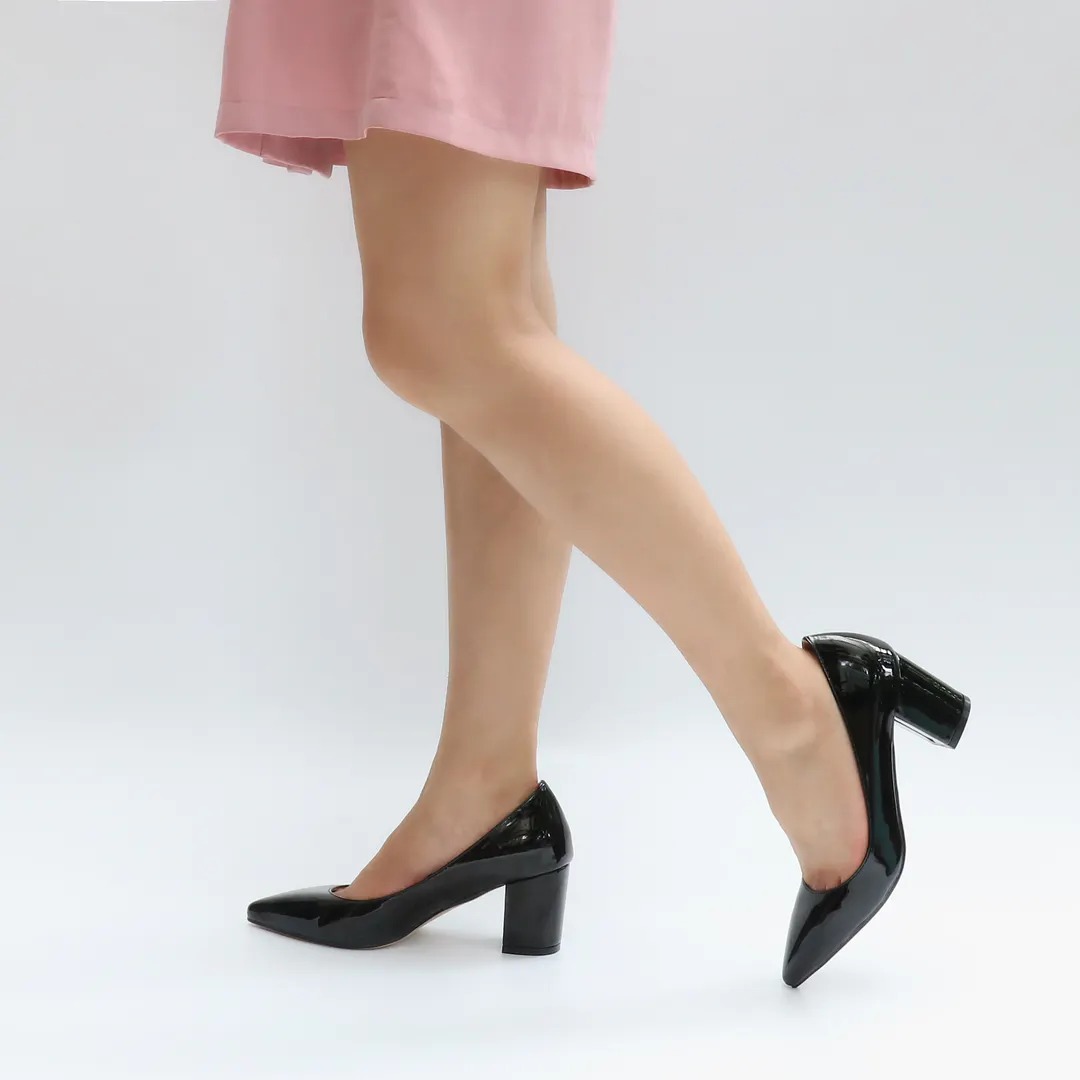 65mm Women Chunky Heels Comfortable Middle Block Heel Pumps-vocosishoes