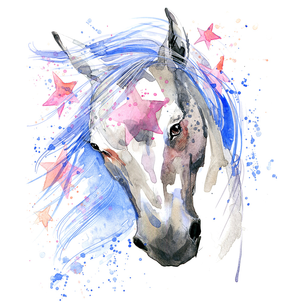 

30*40CM - Watercolor Star Horse - Round Drill Diamond Painting, 501 Original