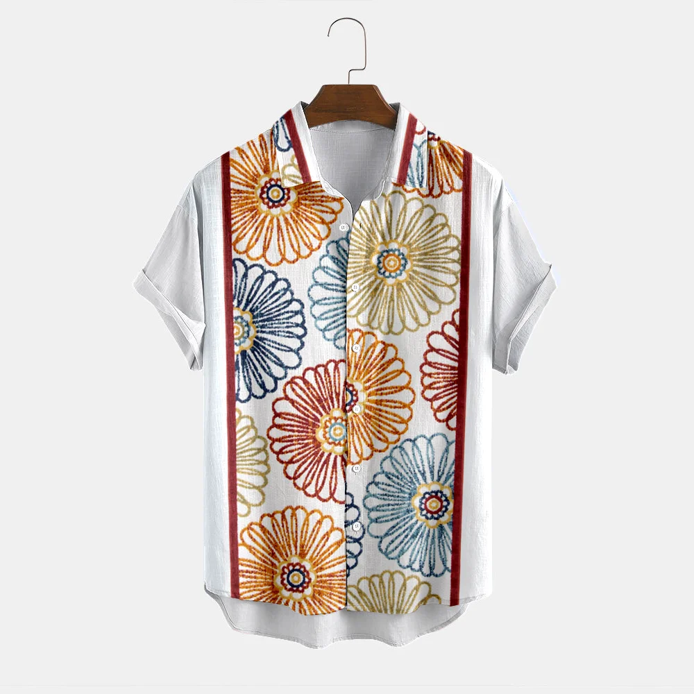 Fashion Flowers Print Short Sleeve Shirt