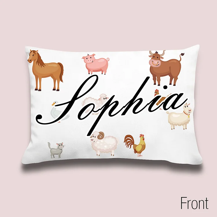 BlanketCute-Personalized Lovely Bedroom Animals Pillowcase with Your Kid's Name | 02