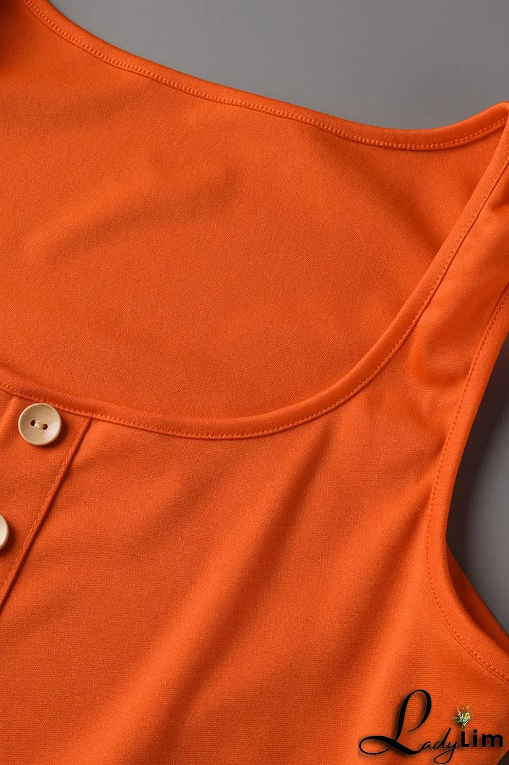 Orange Casual Solid Bandage Split Joint U Neck Straight Jumpsuits