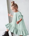 Kid Baby Girl Ruffled Loose Long Sleeve Round Neck Dress