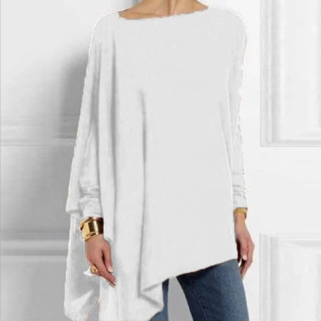 LANFUBEISI Cotton Irregular Women Blouses 2022 Spring Female Print Tops Casual O Neck Long Sleeve Blouse Lady Tunic Plus Size Blusas Shirts Lanfubeisi
