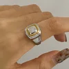 Silver Golden Stainless Steel Unisex Ring
