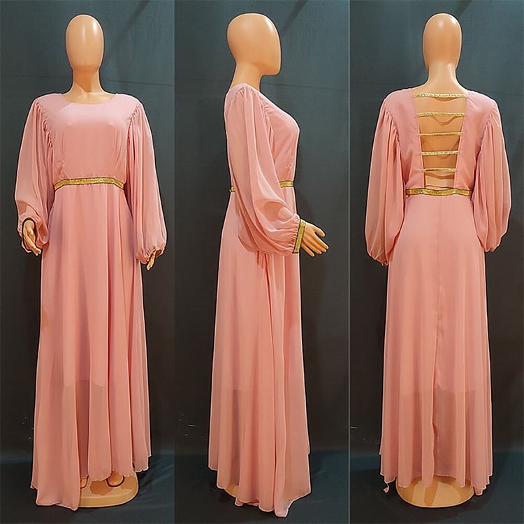 African Americans fashion QFY Dresses For Women 2022 Elegant Wedding Party Chiffon Gown African Moroccan Long Sleeve Backless Sexy Robe Femme Africaine Ankara Style QueenFunky