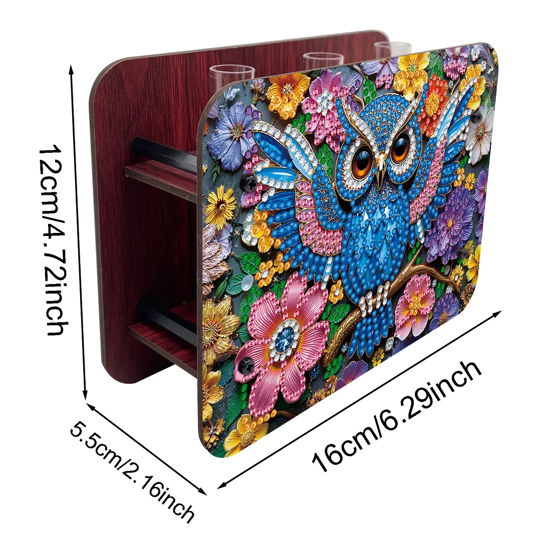 Gem Owl DIY Diamond Painting Wooden Tube Vase for Adults Gift Idea Home Decor