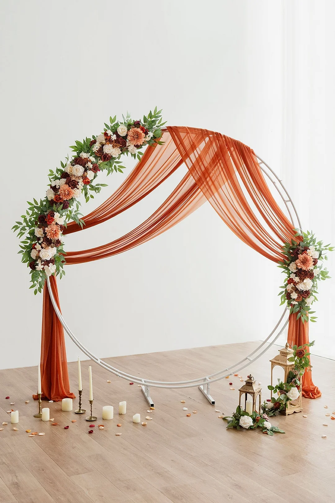 Flower Arrangements for Arch Decor in Sunset Terracotta