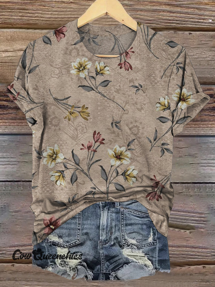 Women’s Retro Floral Print Casual Top Multicolor / S