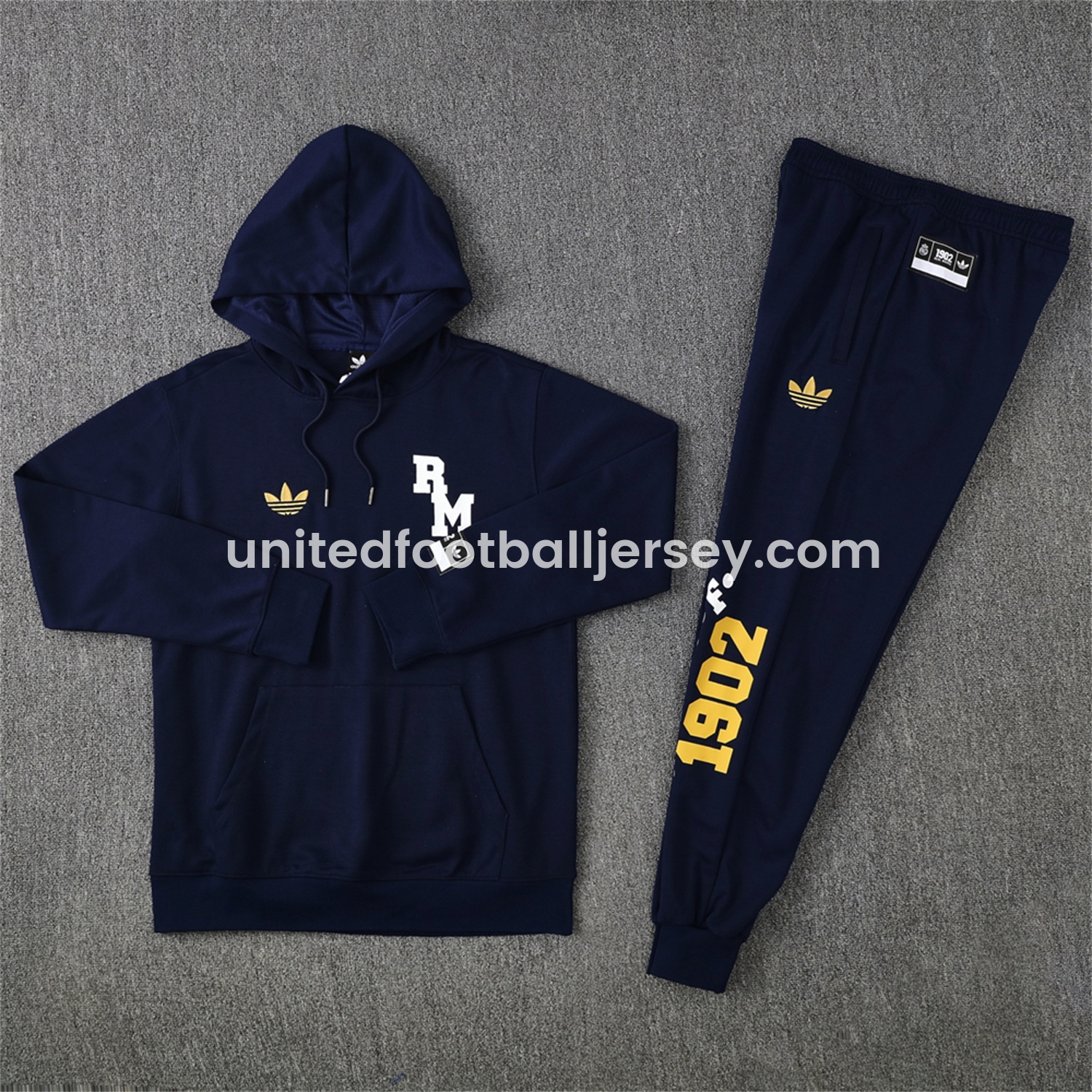 Real Madrid 25-26 Originals Varsity Hoodie Set - Deep Blue Hoodie and Pants