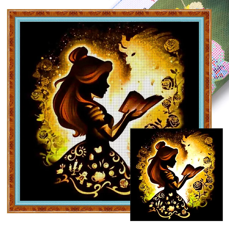 Silhouette-Princess Belle (40*40cm) 11CT Stamped Cross Stitch gbfke