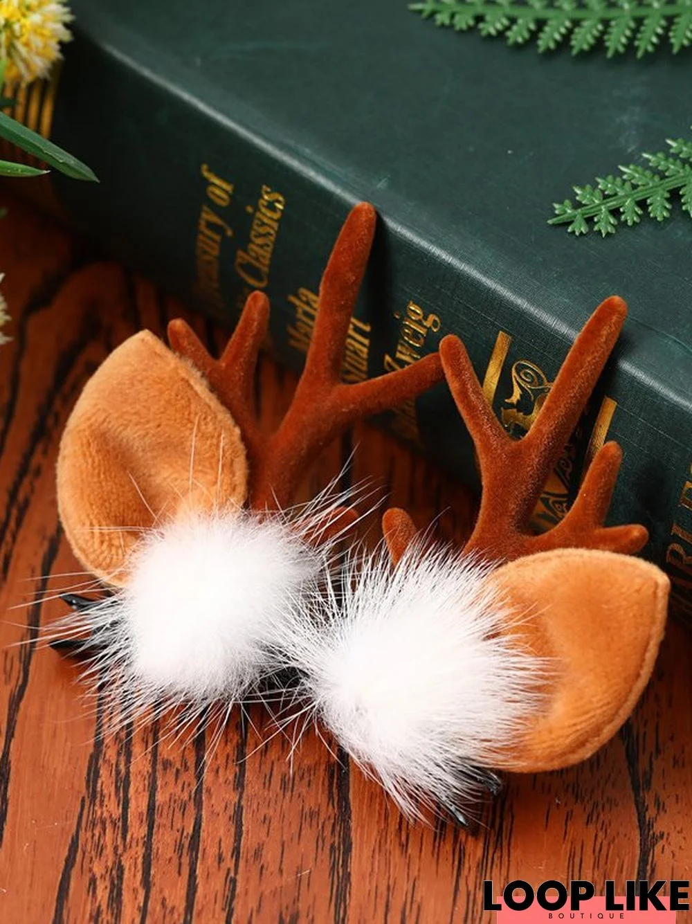 Christmas Plush Elk Antler Pattern Hair Clips Hair Accessory Christmas Party Decorations