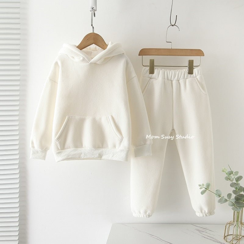 Mom Susy Baby Girl Boy Cotton Clothes Set Hoodie+Jogging 2PCS Warm Fleece Lining Child Sport Set Loungewear Winter Spring Autumn