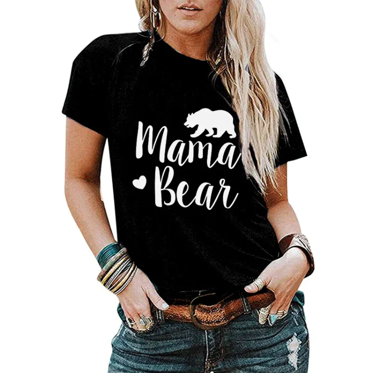 Women's Top Trade MAMA BEAR Printed Round Neck Short-sleeved T-shirt