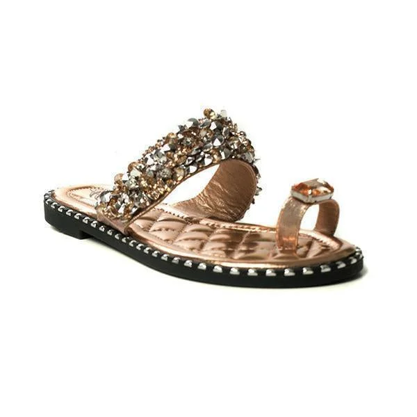 Fashion Embellished Shiny Open Toe Slippers