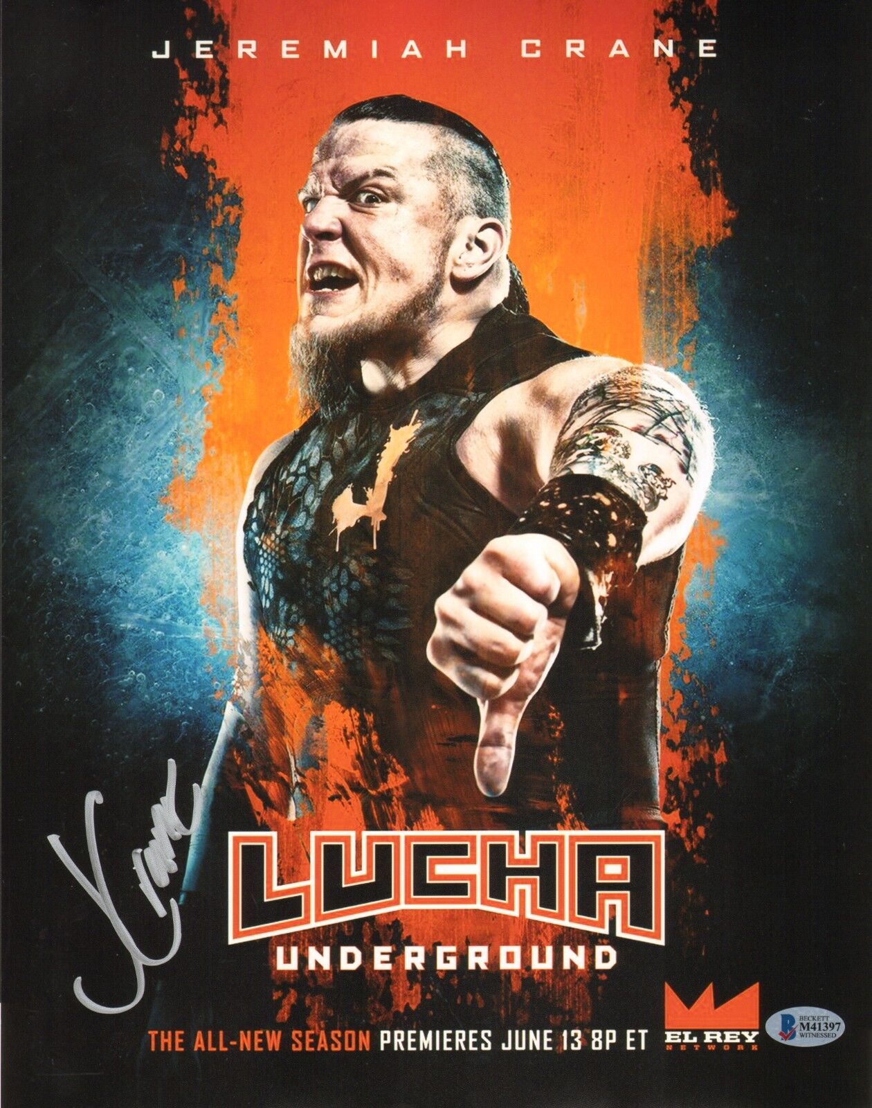 Jeremiah Crane Signed 11x14 Photo Poster painting BAS COA Lucha Underground Sami Callihan WWE 2