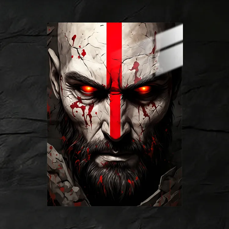 GodofWar Kratos Bloody AnimetalPoster | Premium Anime Metal Wall Art