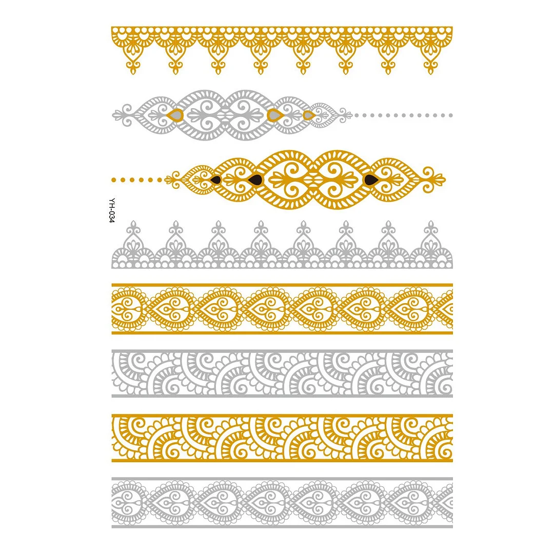 Tattoo Sexy Feather Moon Star Temporary Tattoo Female Party Body Arm Art Fake Flash Tatoos Gold Metallic Tattoo Stickers