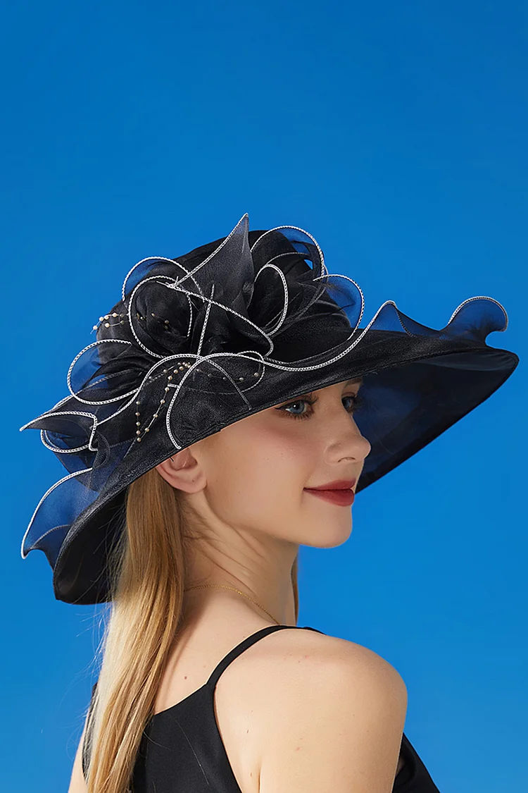 Elegant Flower Organza Wide Brim Sun Protection Bucket Hat 2024 - Xpluswear