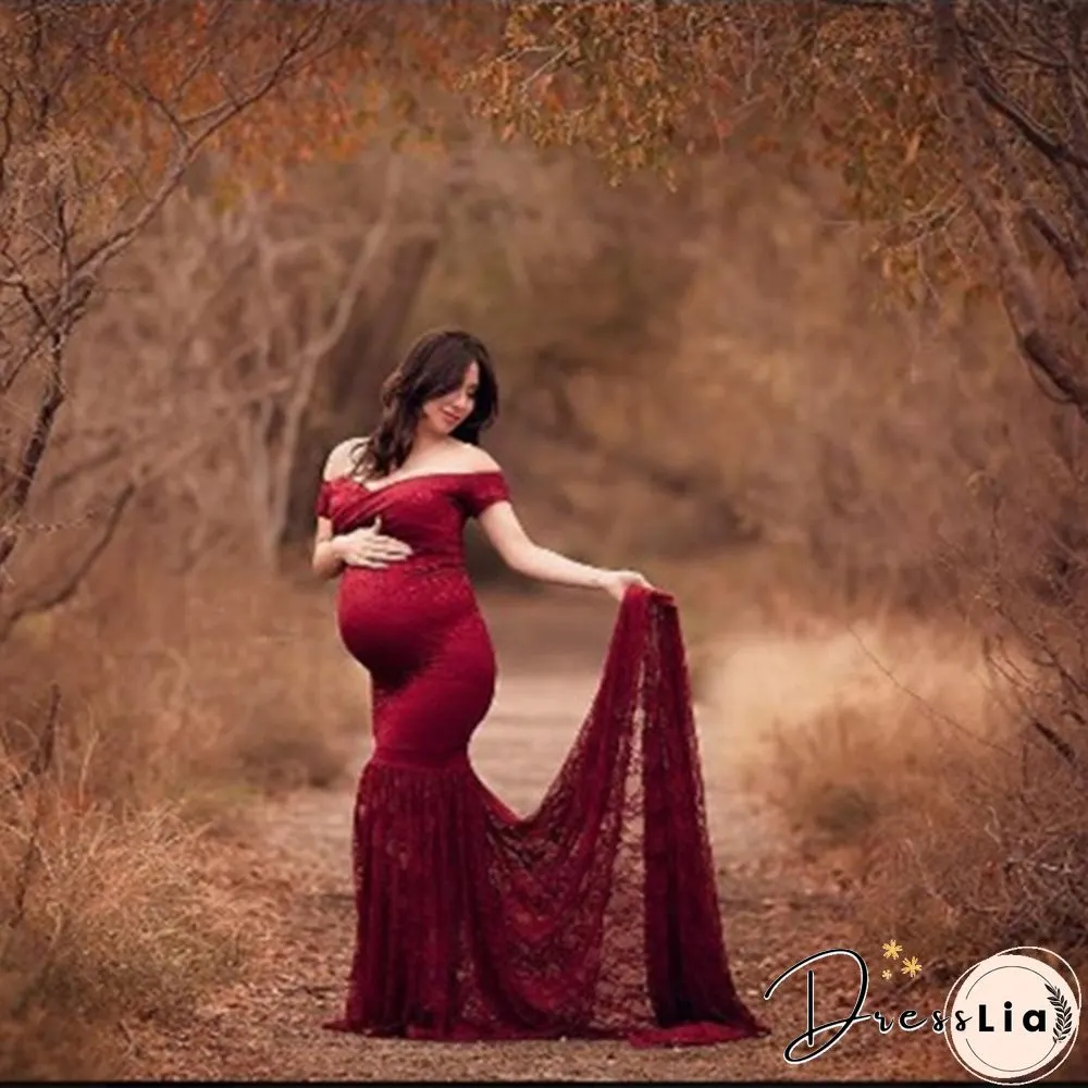 Maternity Maxi Dress-Pregnant Women Photography Off Shoulder Pregnancy Gown-For Photo