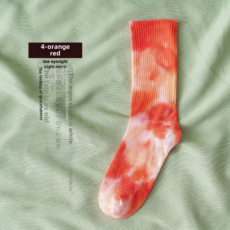 Tie-dyed Mid-tube Cotton Socks Street Trendy Socks Socks Women’s Gradient Fashion Sports Personality Tide