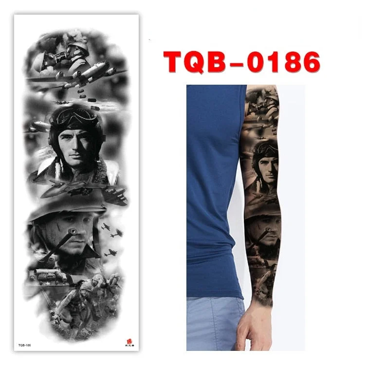 Full Arm Series Temporary Tattoo Full Arm Tattoo Sticker Lasting Waterproof Sweat Flower Arm Full Arm Tattoo Big Picture Sticker