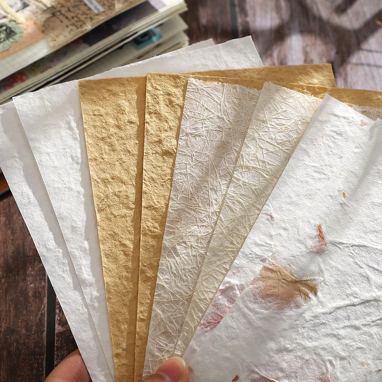JOURNALSAY 8 Sheets Retro Journal Specialty Paper Material Pack Memo Pad DIY Scrapbooking