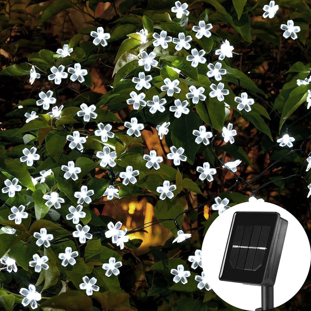 Outdoor LED Solar String Flower Lights for Garden & Pond