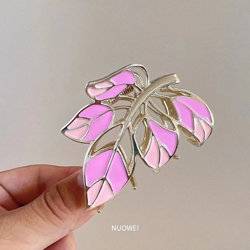 Women’s Minimalist Color Block Alloy Printing Hair Claws