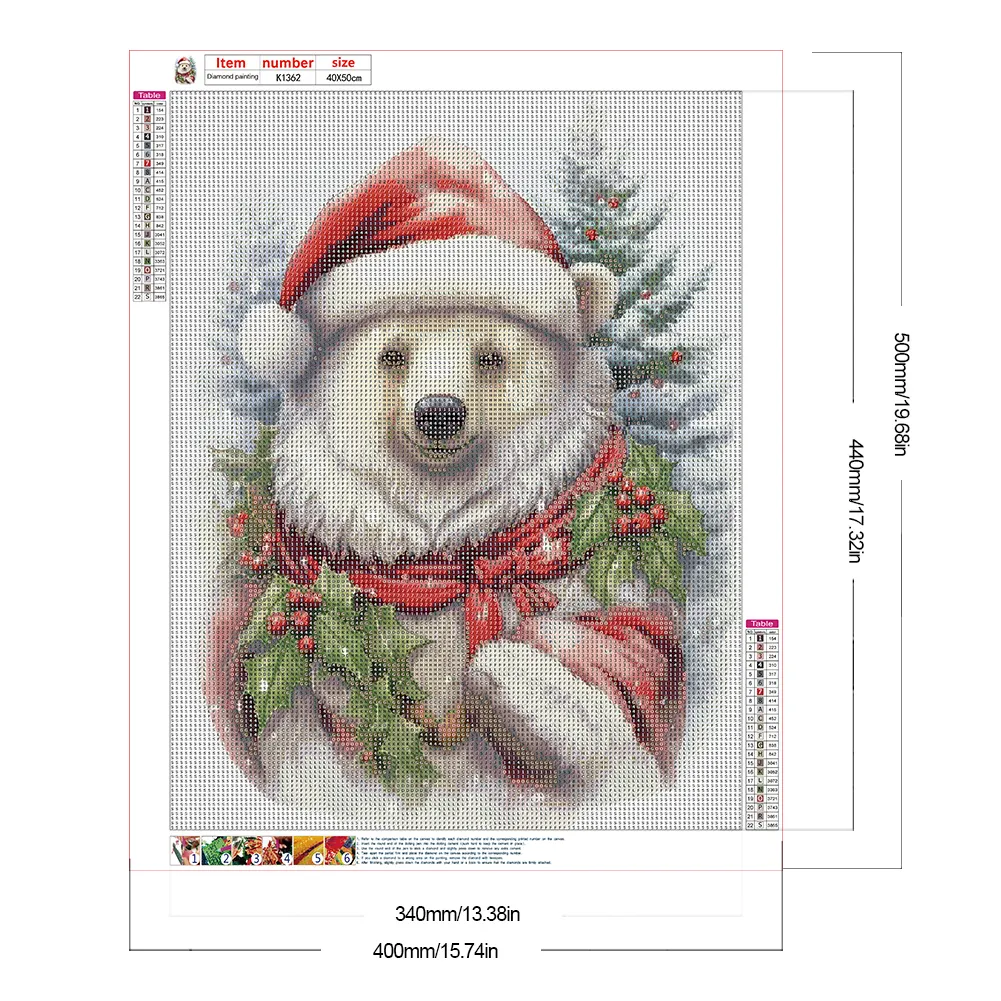 Full Round Diamond Painting 40*50cm - Christmas White Bear