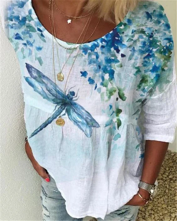 Printed casual loose top