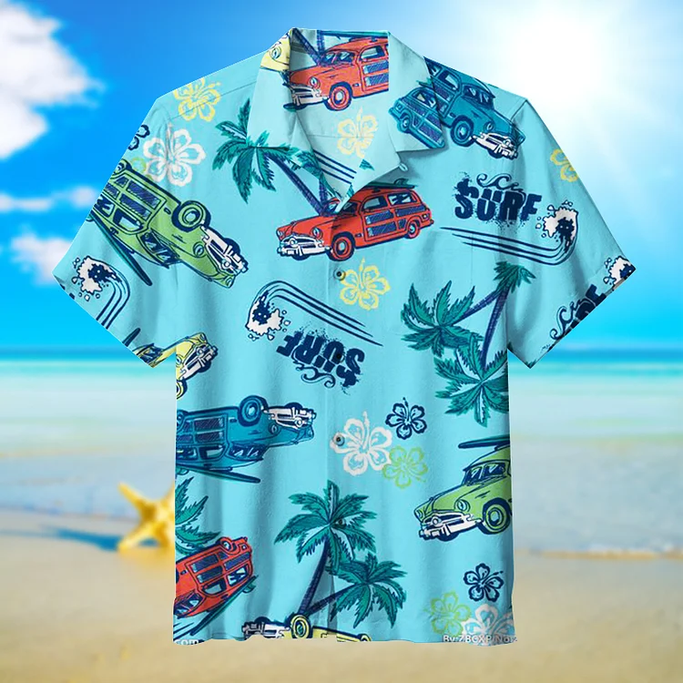 Car And Coconut Tree|Unisex Hawaiian Shirt