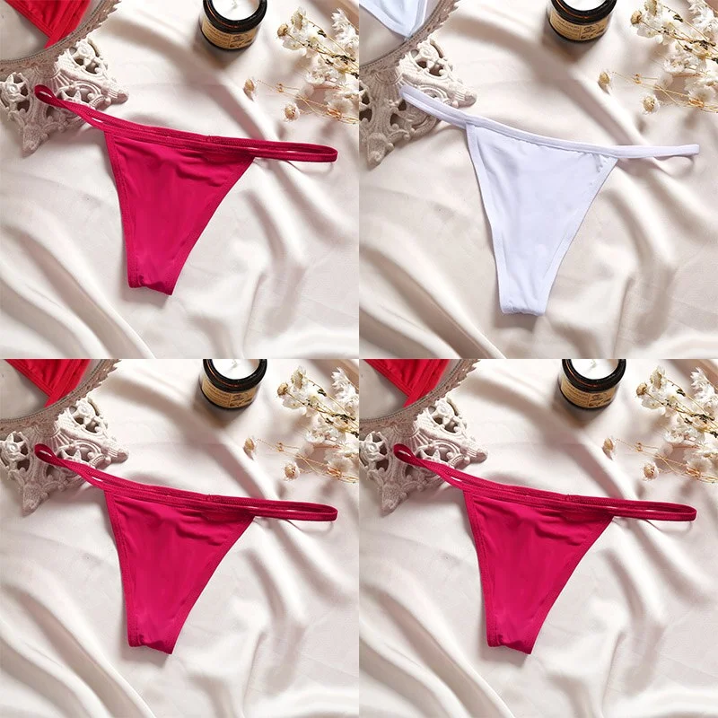 4PCS/Set Sexy Panties Women Thong Female G-string Underwear Panties Solid Color Intimate Lingerie Underpants Seamless Panties