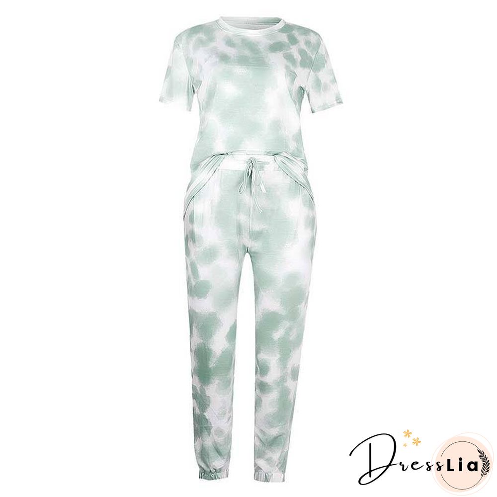 Tie Dye Set Lounge Wear 2 Piece Tie Dye Set Tracksuit Lounge Set Pants and Top Matching Two Piece Sets for Women XXL