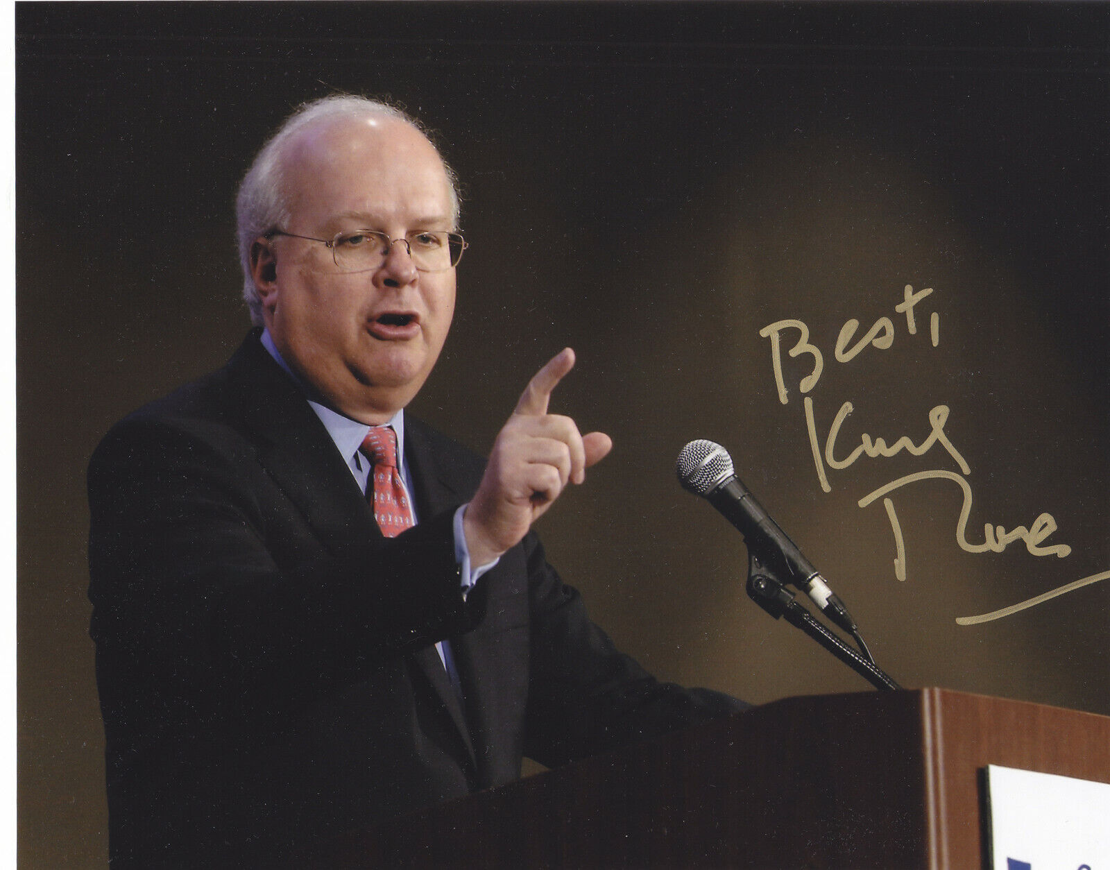 KARL ROVE SIGNED AUTOGRAPHED REPUBLICAN THE ARCHITECT 8X10 Photo Poster painting PROOF #3