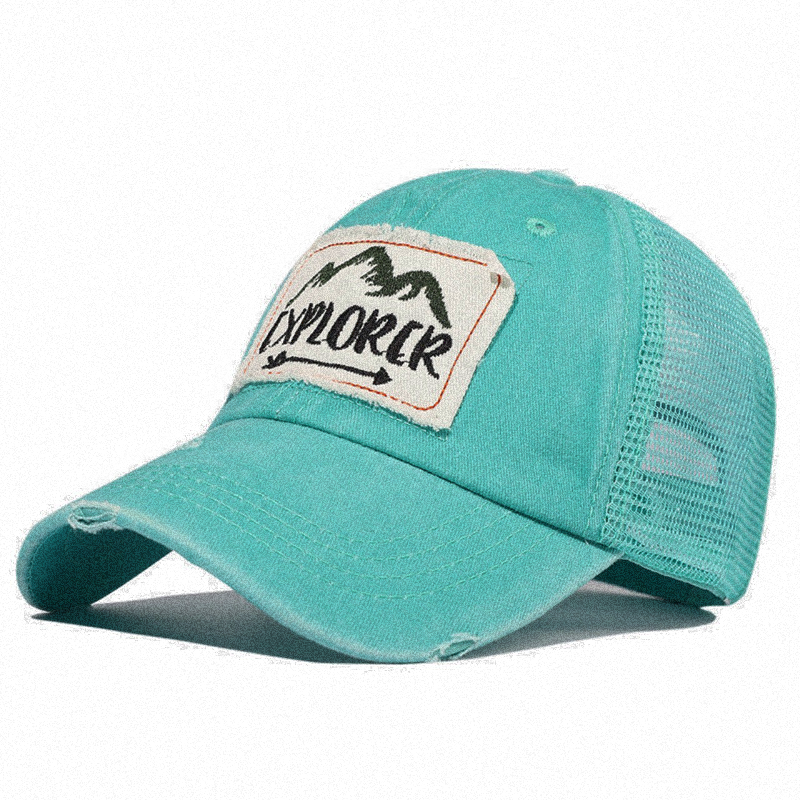 Vintage Washed Embroidery Mountaineer Mesh Cap