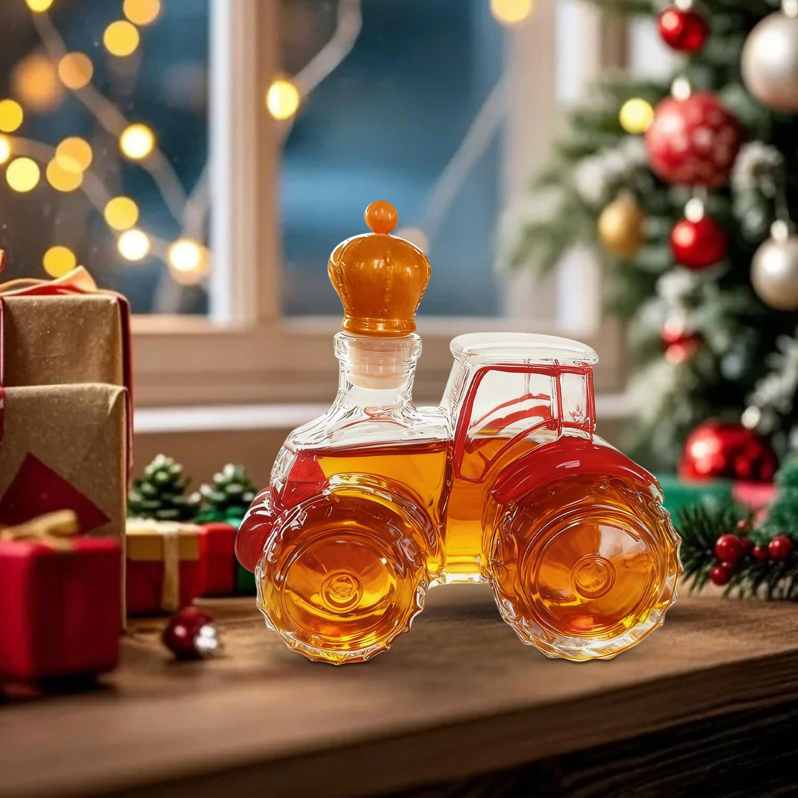 Tegooe Novelty Tractor Shaped Glass Decanter with Stopper 300ml Unique Whiskey