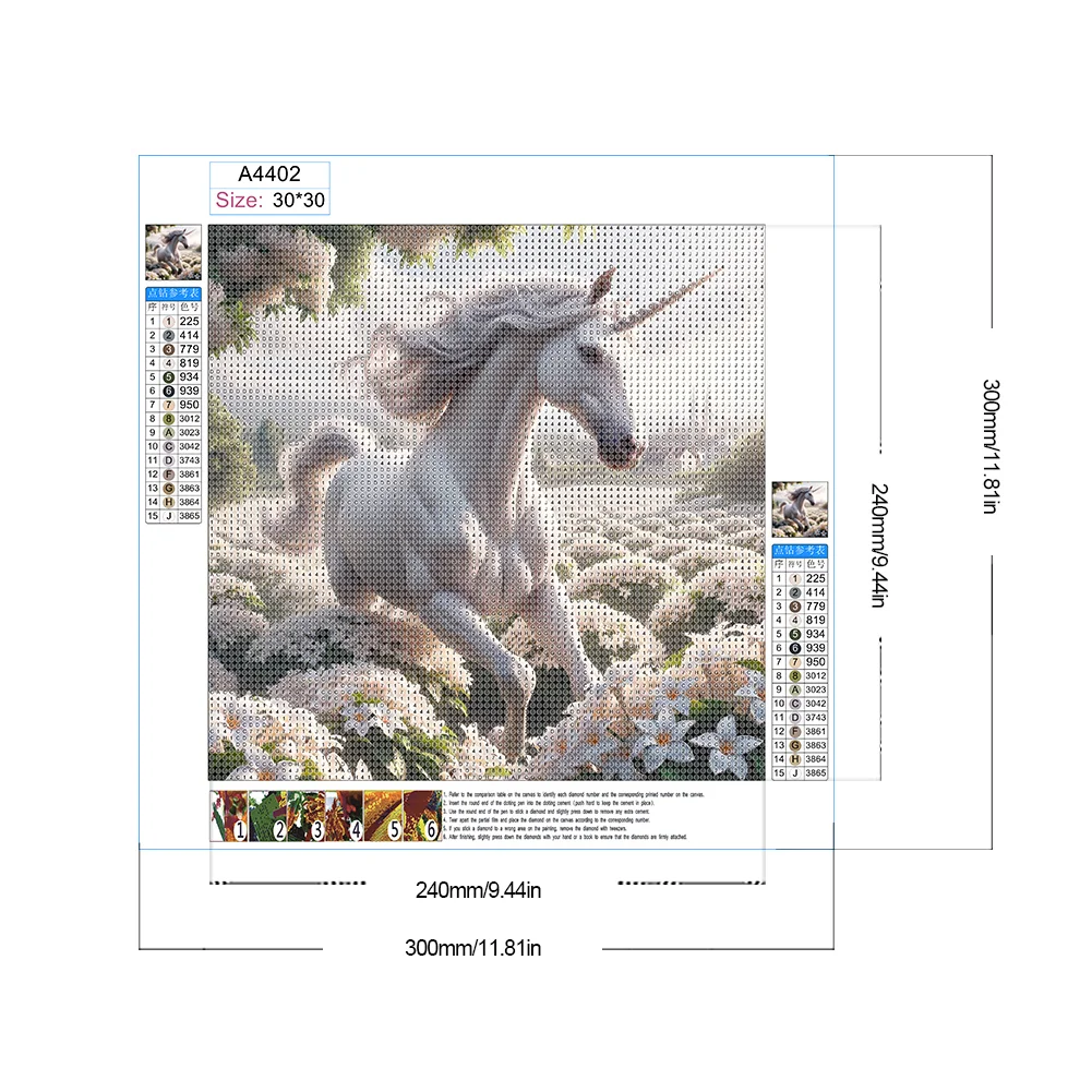 Full Round Diamond Painting 30*30cm - Garden Unicorn