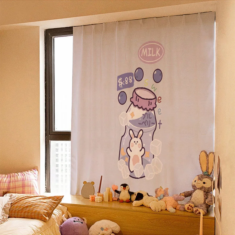 Nigikala Kawaii Tapestry Velcro Shading Curtains Background Cloth Hanging Cloth Bedroom Wall Decoration Children Room Layout 2021 New