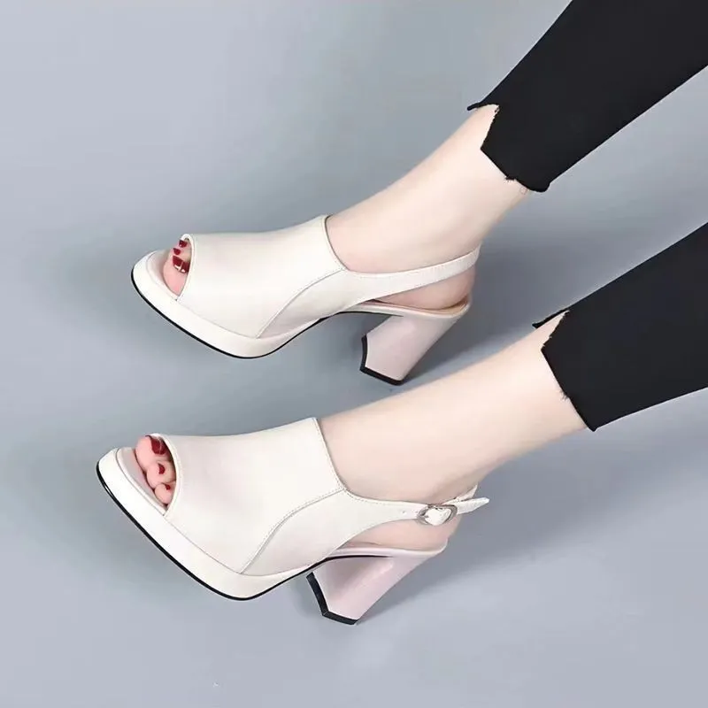 Breakj Breakj Cool Boots Women Summer New Sandals Women Thick Fashion Trend Fish Mouth High Heel Sandals Behind The Empty Buckle
