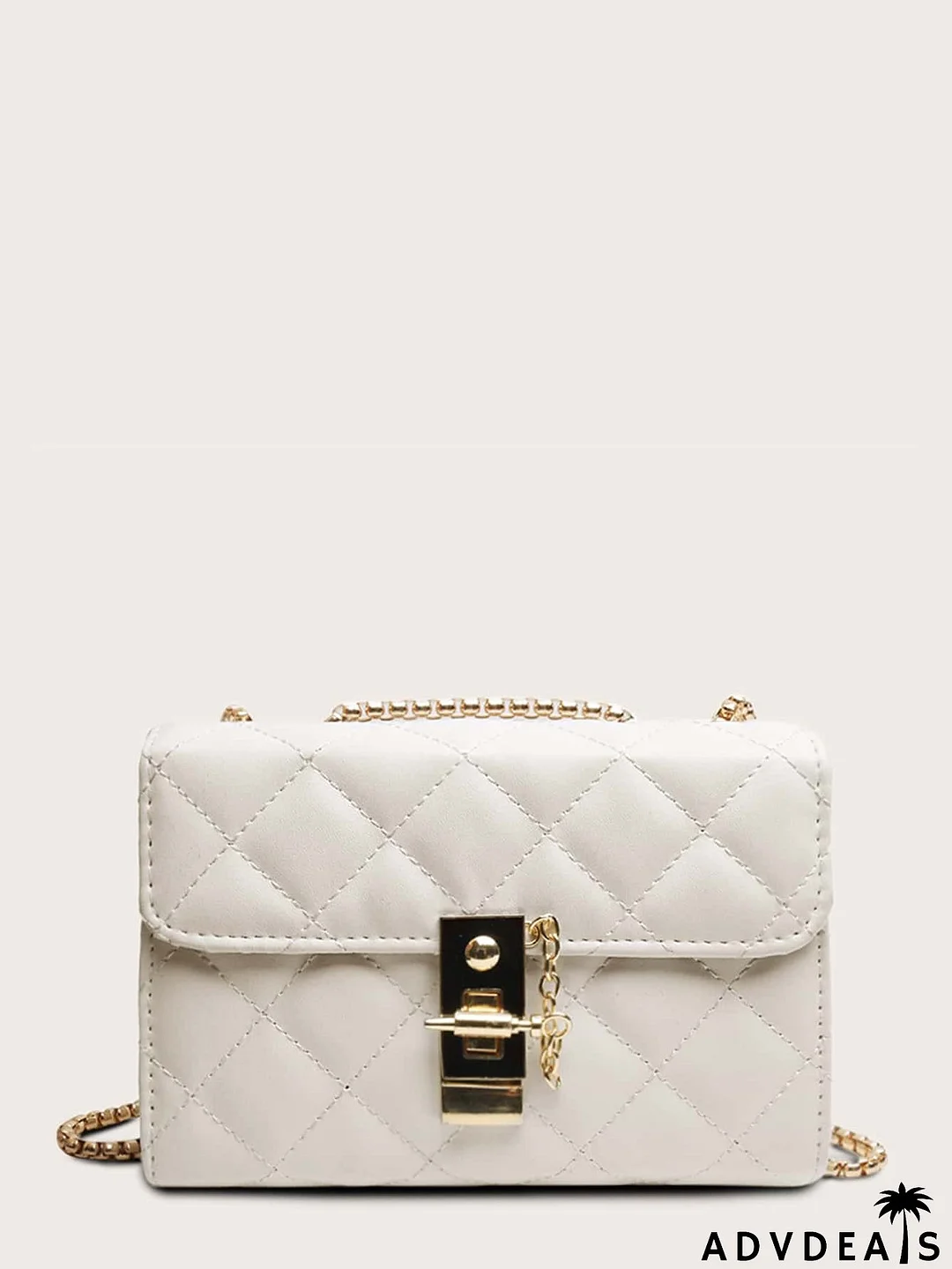 Metal Lock Detail Quilted Chain Bag