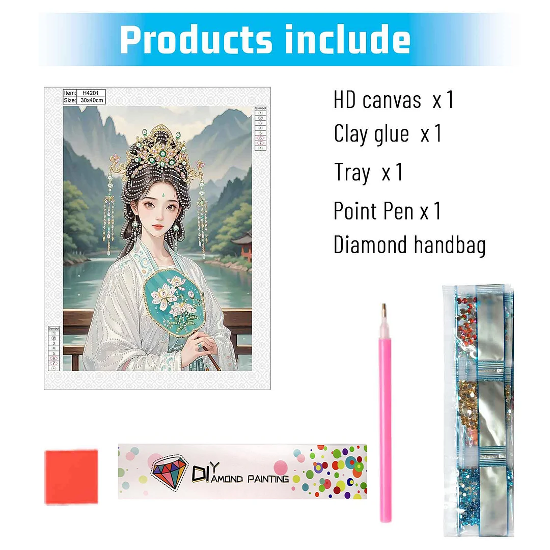 Diamond Painting - Partial Special Shaped Drill - Landscape Lady(Canvas|30x40cm)
