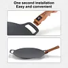 2Pcs Sapele Outdoor Grill Pan Handle Camping Anti-Scalding Barbecue Pan Handle