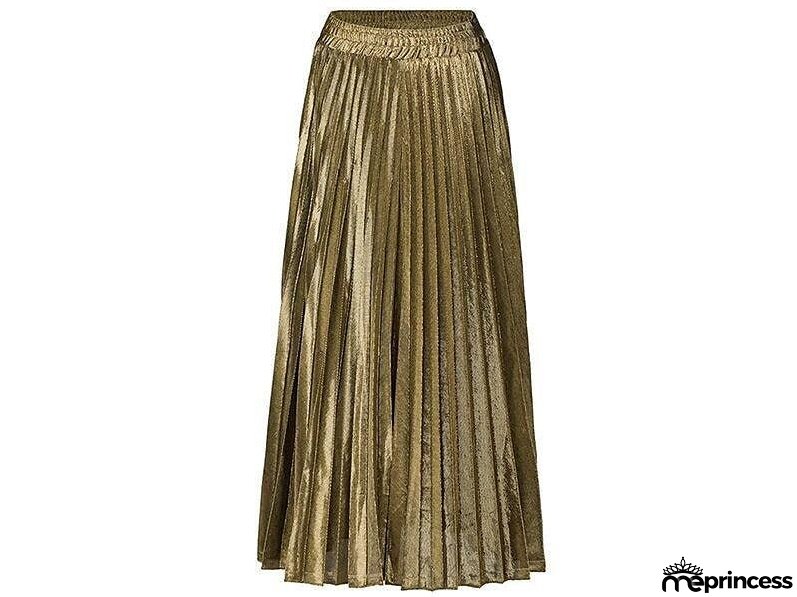 Women's Skirt Maxi Pleated Swing Long Skirt Silver Gold Skirts Shiny Metallic Shimmery Fashion Casual Daily S M L
